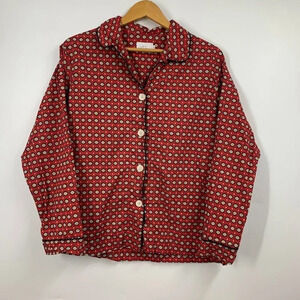 The Cats Pajamas Women's Hadley Pajama Print Cotton Long Sleeve ‎ Shirt Top SZ L